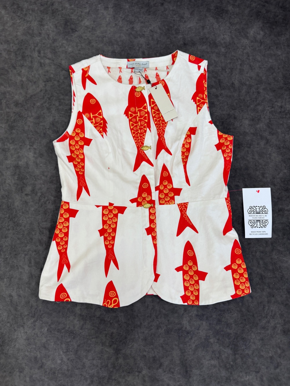 Women NEVER FULLY DRESSED  Sol Sardine Girl Summer White Cotton Waistcoat Top - Picture 4 of 12